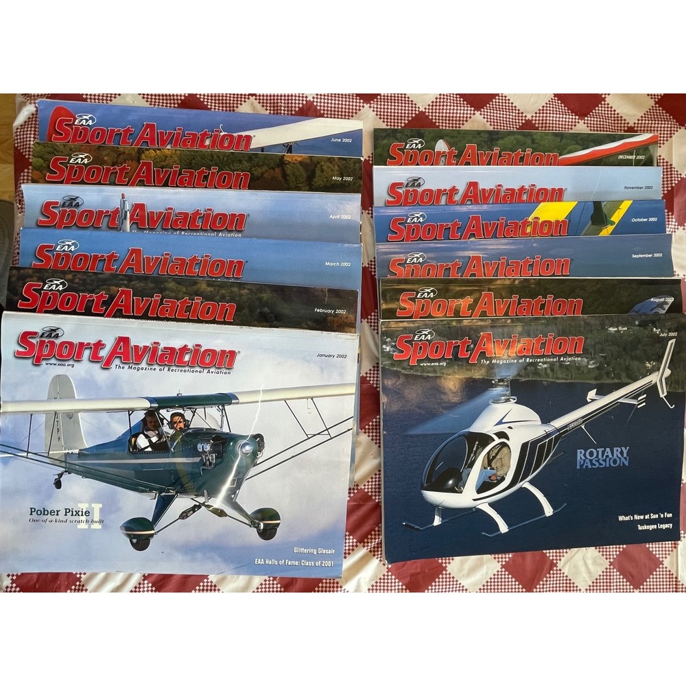 EAA Sport Aviation Magazine Lot Full Year 2002 12 Issues Recreational Aircraft